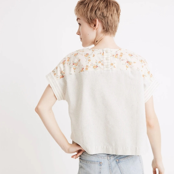 Madewell x The New Denim Project Patchwork Top In Railroad Stripe - Picture 6 of 15